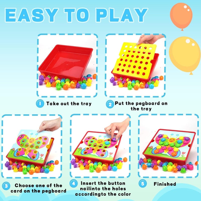 AluAbi Button Art Toys for Toddlers  Crafts for Toddler Toys Age 2-4  Early Learning Educational Toys  Color Matching Puzzle  Fine Motor Skills Game  Preschool Learning Toys for Boys & Girls 3+ - Image 3